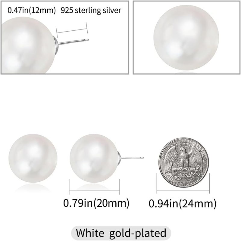 Surrounded Forest Store Double Sided Ball Earrings for Women Front and Back Pearl Stud Earrings 2 in 1 Stud Earrings - Image 2